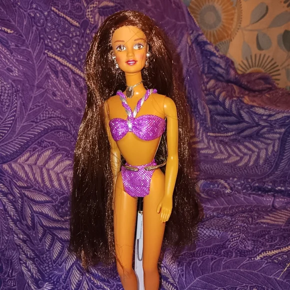 1995 Sparkle Beach Teresa 90s Purple Swimsuit Barbie Doll - Picture 7 of 10